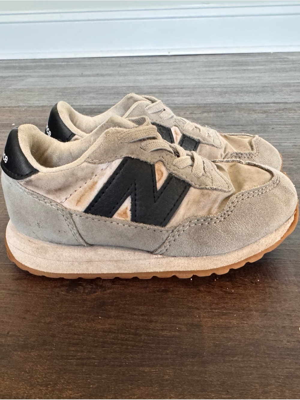 New Balance Kids Gray Suede Sneakers with Black Logo
